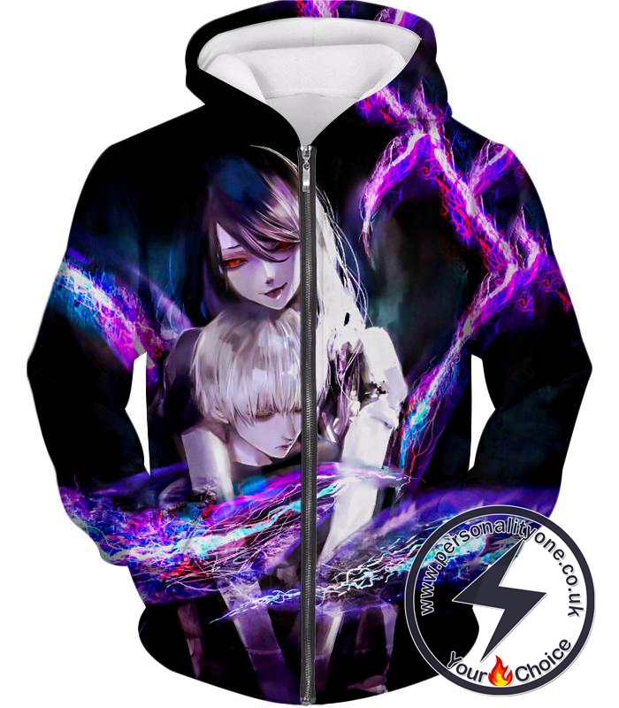 Tokyo Ghoul Kaneki X Rize Cool Kink Connection Amazing Fan Art Promo Zip Up Hoodie